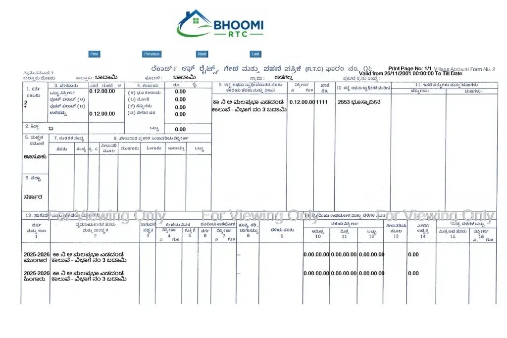 Bhoomi RTC